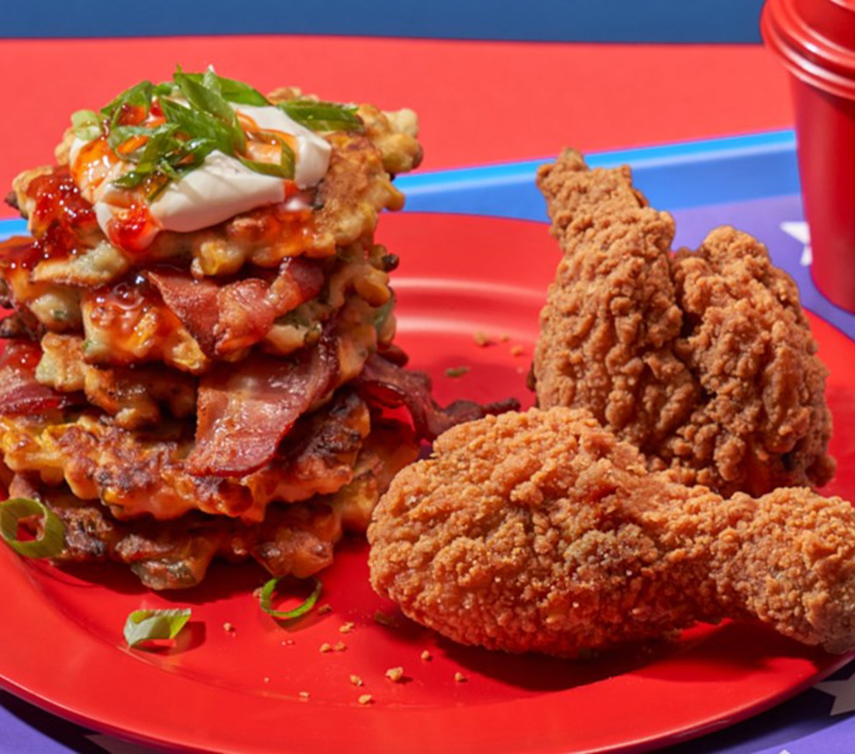 Jalapeno & Corn Fritters Stacks with Chicken Portion