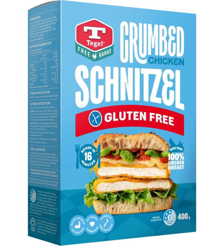 Tegel FR Gluten Free Crumbed Schnitzel FOP