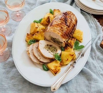 Boneless Roast Turkey with Grilled Pineapple