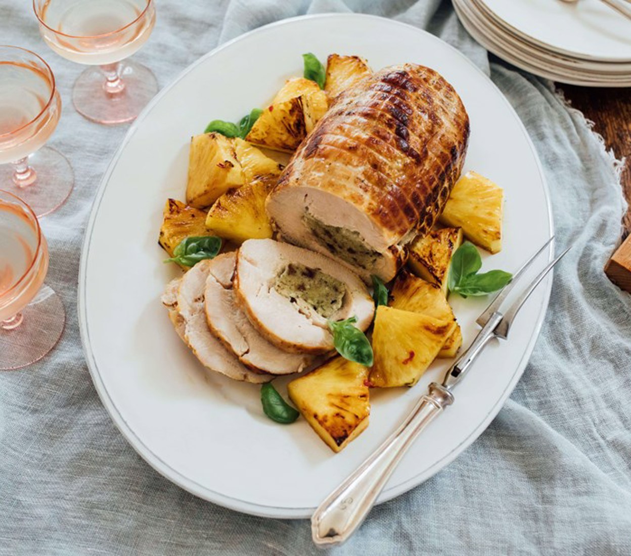 Boneless Roast Turkey with Grilled Pineapple