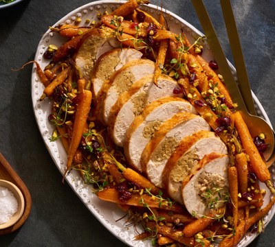 Garlic & Thyme Boneless Roast Turkey with Maple Carrots