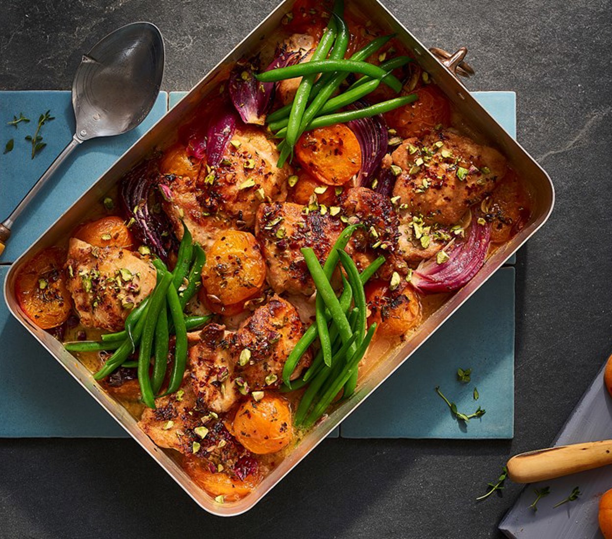 Summer Stone Fruit & Chicken Tray Bake