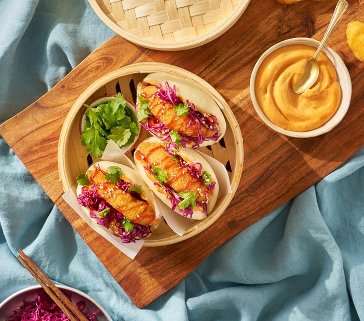 Crispy Panko Chicken Bao Buns