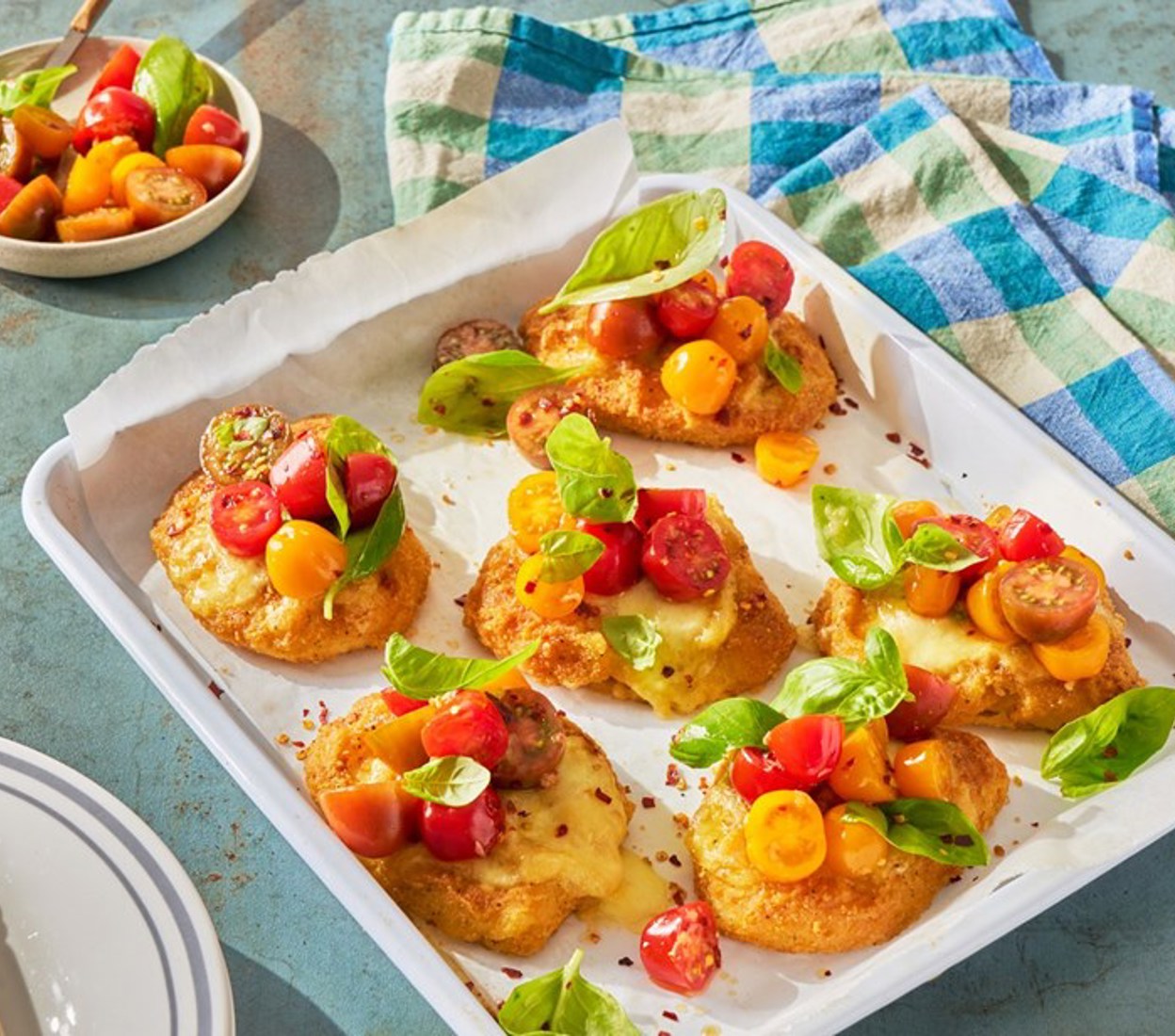 Fresh Caprese Topped Crunchy Chicken