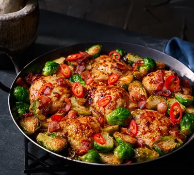 One-Pan Chicken, Bacon & Brussels Sprouts 